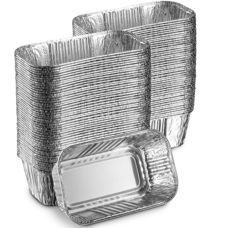 MontoPack Aluminum Mini Disposable Loaf Pans | Deep Half Size 6 x 3.5â€ Extra Thick Foil Bread Containers for Baking, Food Storage & Takeout | Eco-Friendly & Recyclable | Bulk 100-Pack of 1 Pound Trays - Image 1